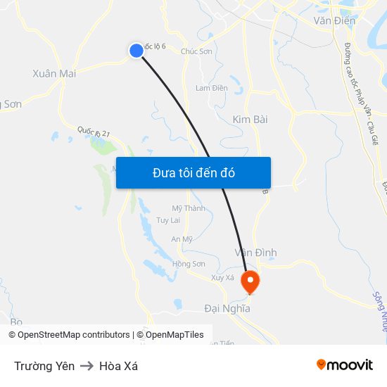 Trường Yên to Hòa Xá map