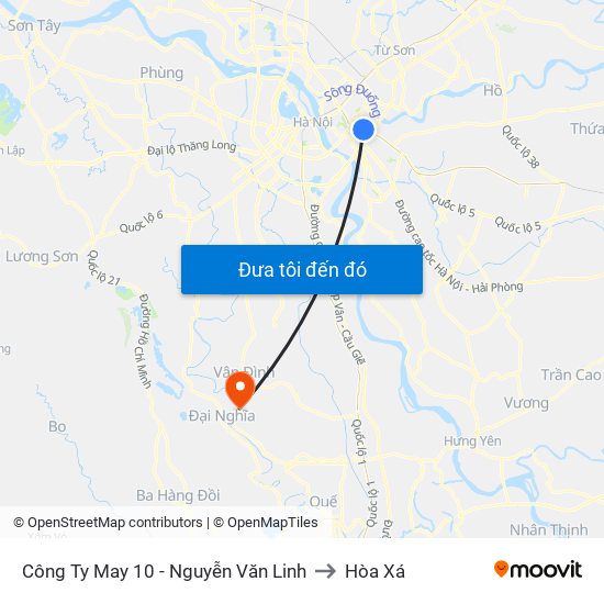 Công Ty May 10 - Nguyễn Văn Linh to Hòa Xá map