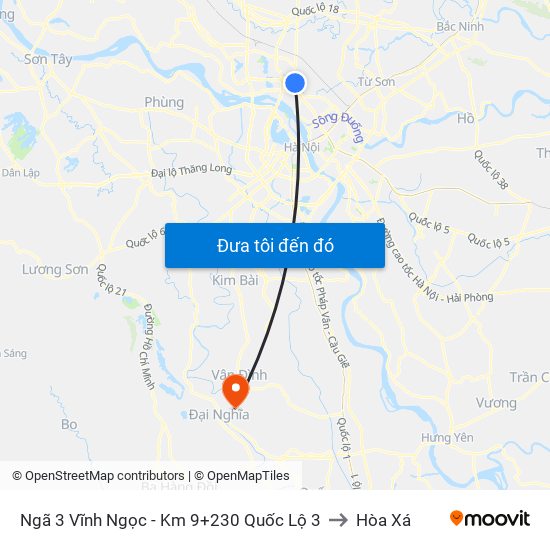 Ngã 3 Vĩnh Ngọc - Km 9+230 Quốc Lộ 3 to Hòa Xá map