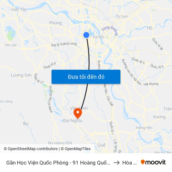 Gần Học Viện Quốc Phòng - 91 Hoàng Quốc Việt to Hòa Xá map