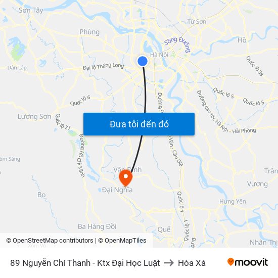 89 Nguyễn Chí Thanh - Ktx Đại Học Luật to Hòa Xá map