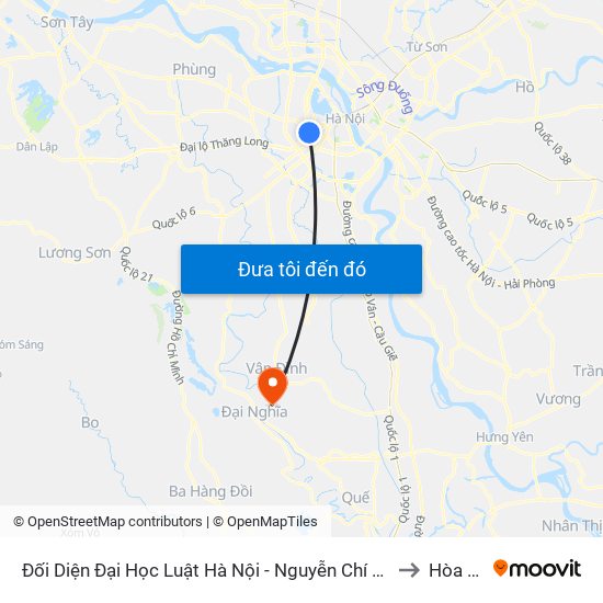 Đối Diện Đại Học Luật Hà Nội - Nguyễn Chí Thanh to Hòa Xá map