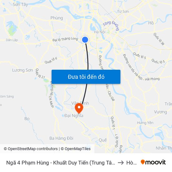 Ngã 4 Phạm Hùng - Khuất Duy Tiến (Trung Tâm Hội Nghị Quốc Gia) to Hòa Xá map