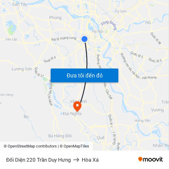 Đối Diện 220 Trần Duy Hưng to Hòa Xá map