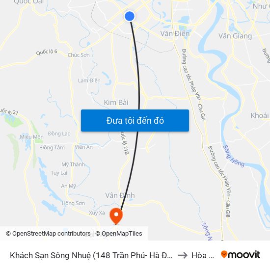 Khách Sạn Sông Nhuệ (148 Trần Phú- Hà Đông) to Hòa Xá map