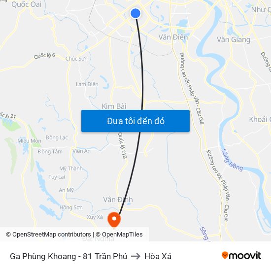 Ga Phùng Khoang - 81 Trần Phú to Hòa Xá map