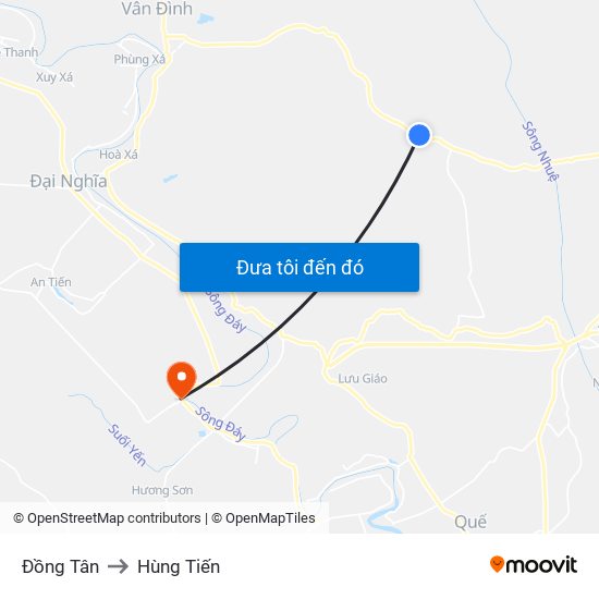 Đồng Tân to Hùng Tiến map