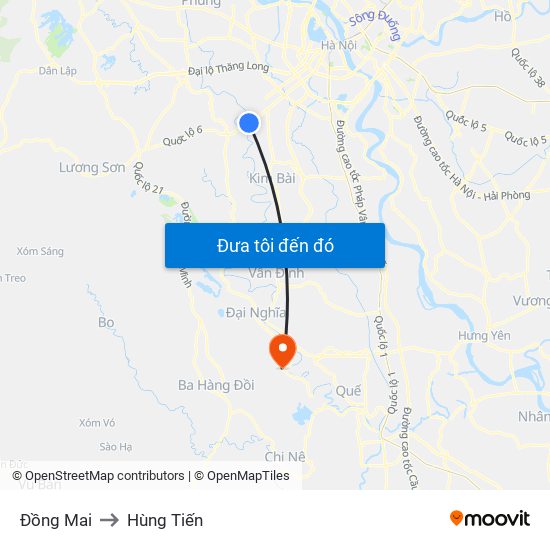 Đồng Mai to Hùng Tiến map