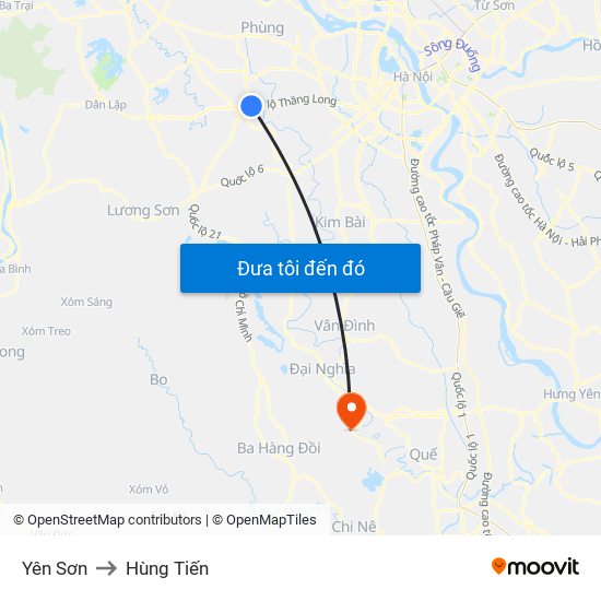 Yên Sơn to Hùng Tiến map