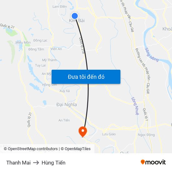 Thanh Mai to Hùng Tiến map