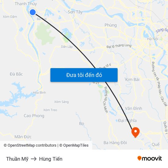 Thuần Mỹ to Hùng Tiến map