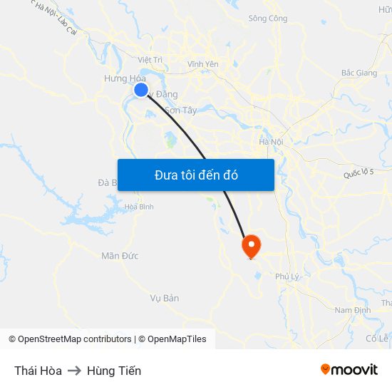 Thái Hòa to Hùng Tiến map