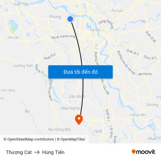 Thượng Cát to Hùng Tiến map