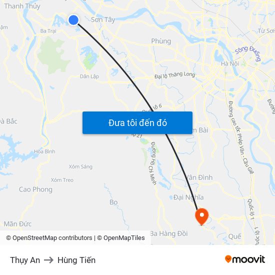 Thụy An to Hùng Tiến map