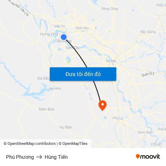 Phú Phương to Hùng Tiến map