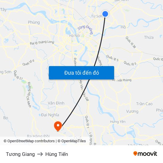 Tương Giang to Hùng Tiến map