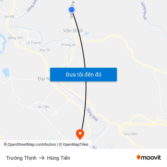 Trường Thịnh to Hùng Tiến map