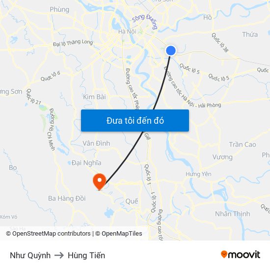 Như Quỳnh to Hùng Tiến map