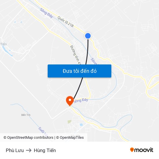 Phù Lưu to Hùng Tiến map