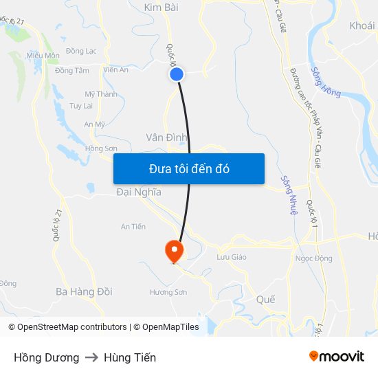 Hồng Dương to Hùng Tiến map