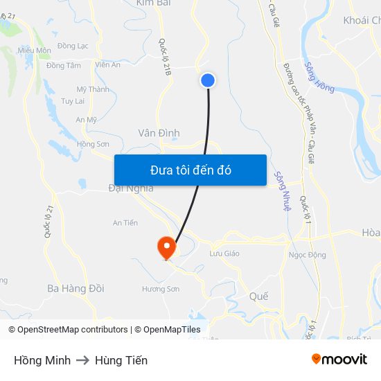 Hồng Minh to Hùng Tiến map