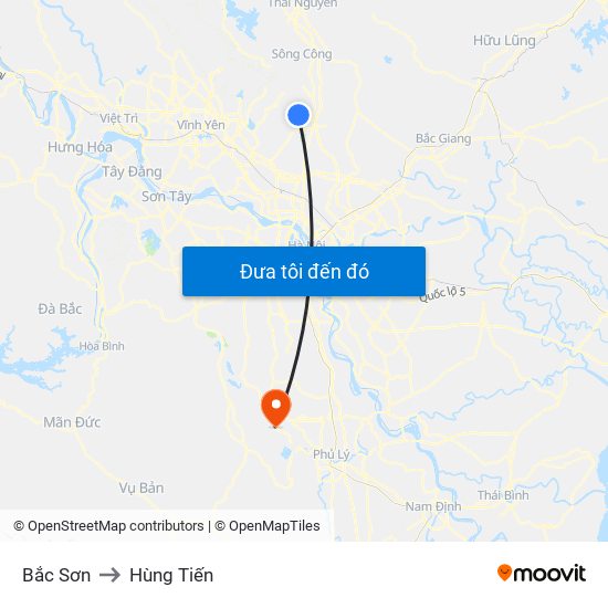 Bắc Sơn to Hùng Tiến map