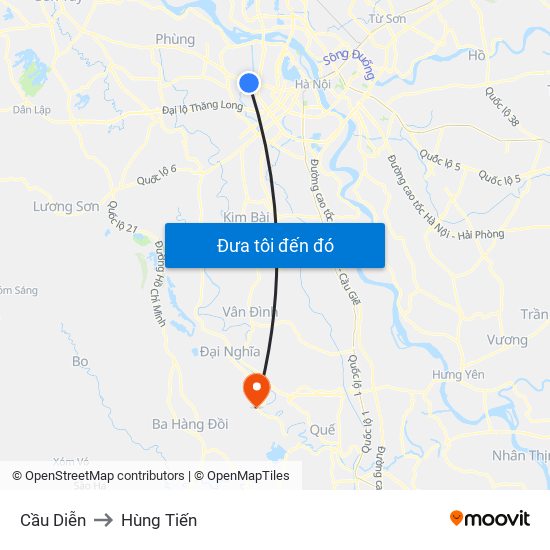 Cầu Diễn to Hùng Tiến map