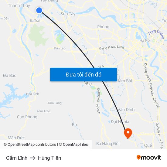 Cẩm Lĩnh to Hùng Tiến map