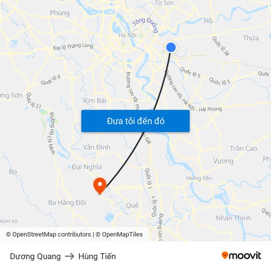 Dương Quang to Hùng Tiến map