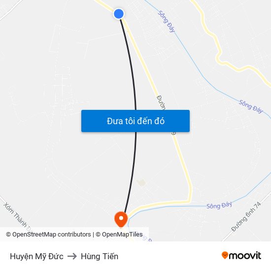 Huyện Mỹ Đức to Hùng Tiến map