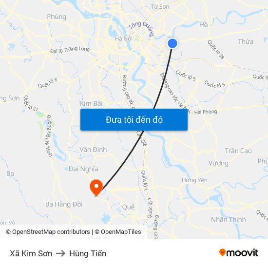 Xã Kim Sơn to Hùng Tiến map