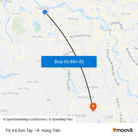 Thị Xã Sơn Tây to Hùng Tiến map