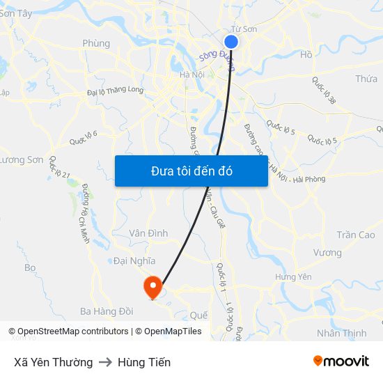 Xã Yên Thường to Hùng Tiến map