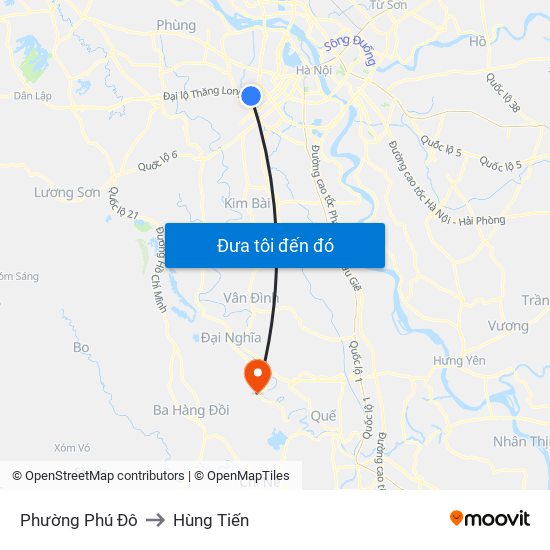 Phường Phú Đô to Hùng Tiến map