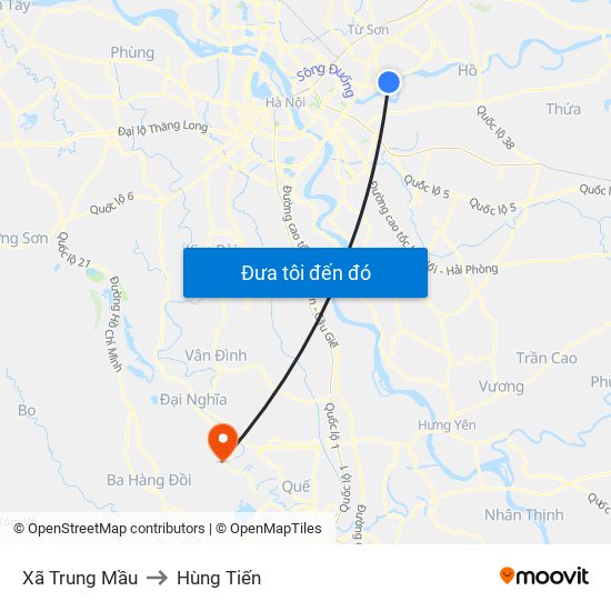 Xã Trung Mầu to Hùng Tiến map