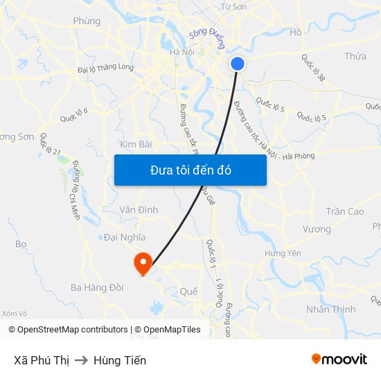 Xã Phú Thị to Hùng Tiến map