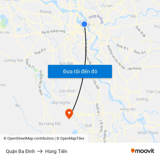 Quận Ba Đình to Hùng Tiến map