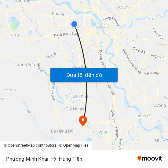 Phường Minh Khai to Hùng Tiến map