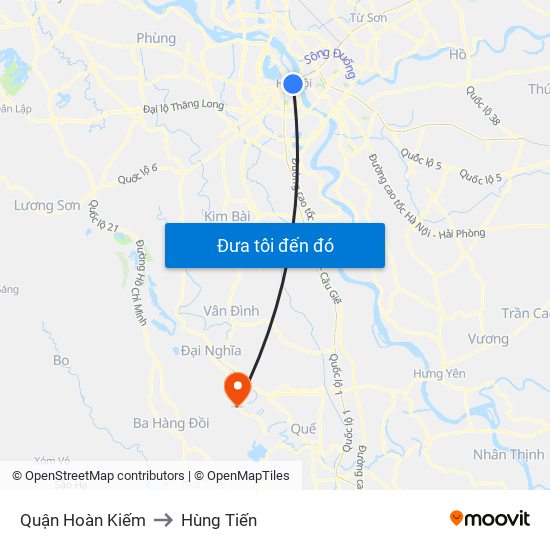 Quận Hoàn Kiếm to Hùng Tiến map