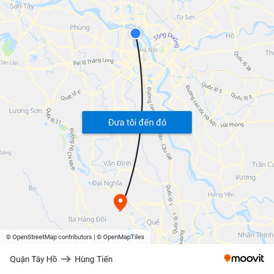 Quận Tây Hồ to Hùng Tiến map