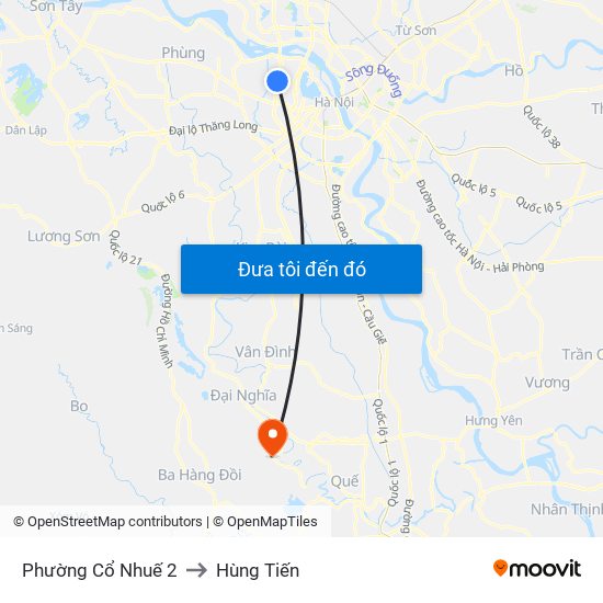 Phường Cổ Nhuế 2 to Hùng Tiến map