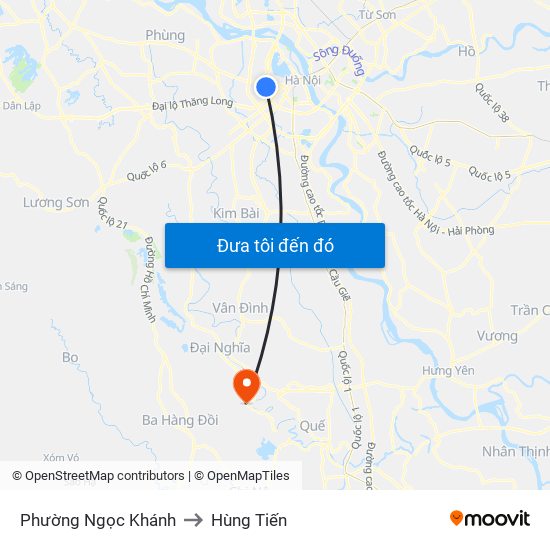 Phường Ngọc Khánh to Hùng Tiến map