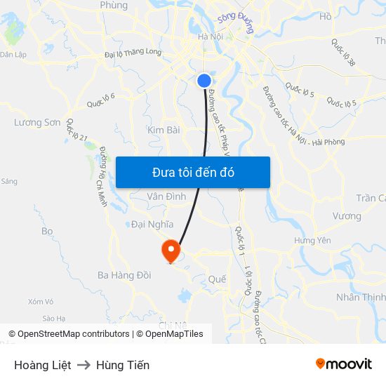 Hoàng Liệt to Hùng Tiến map