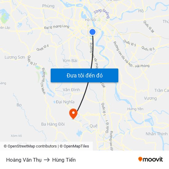 Hoàng Văn Thụ to Hùng Tiến map