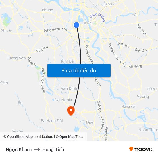 Ngọc Khánh to Hùng Tiến map