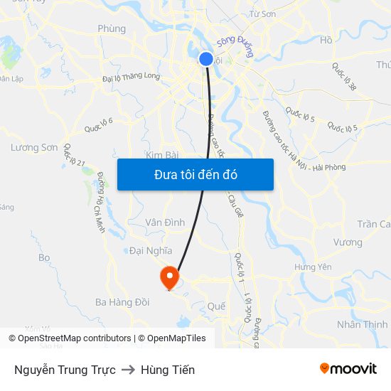 Nguyễn Trung Trực to Hùng Tiến map