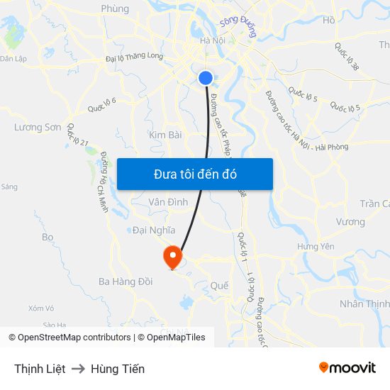 Thịnh Liệt to Hùng Tiến map