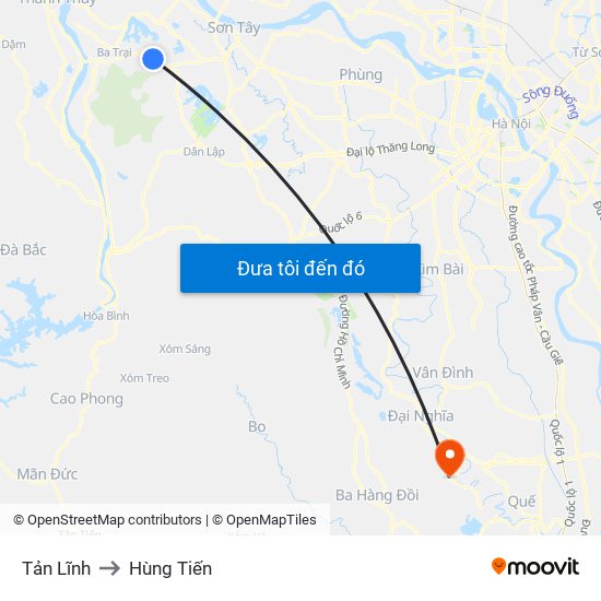 Tản Lĩnh to Hùng Tiến map