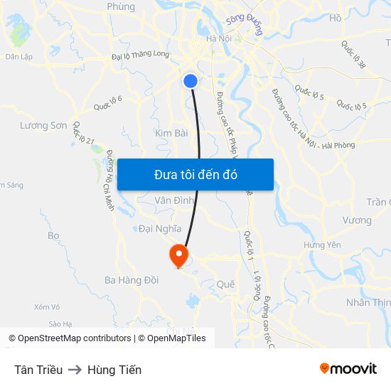 Tân Triều to Hùng Tiến map