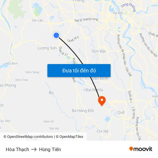 Hòa Thạch to Hùng Tiến map